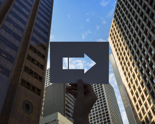 Road sign direction perforated paper arrow